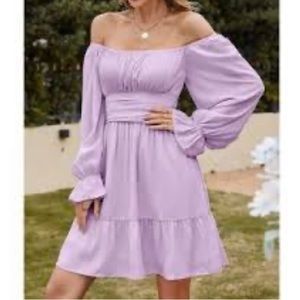 NWT Womens Summer Long Lantern Sleeve Mini Dress Tie Back or bow in front